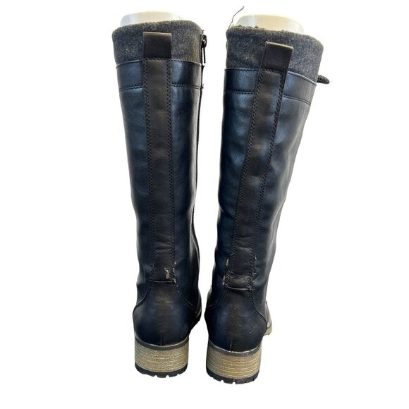 Report Maxwell Women’s Tall Boots Combat MOTO Size 6 Black Faux Fur Lace Up Zip - Picture 4 of 13